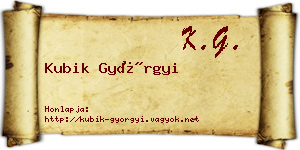 Kubik Györgyi névjegykártya