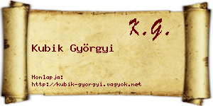 Kubik Györgyi névjegykártya
